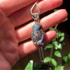 925s Boulder Opal Crow Bird Pendant